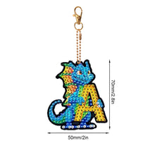 Load image into Gallery viewer, Double Sided Full Drill Keyring Special Shape Diamond Painting Keychain Dinosaur