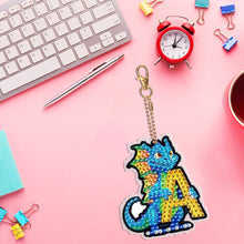 Load image into Gallery viewer, Double Sided Full Drill Keyring Special Shape Diamond Painting Keychain Dinosaur