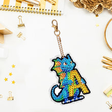 Load image into Gallery viewer, Double Sided Full Drill Keyring Special Shape Diamond Painting Keychain Dinosaur