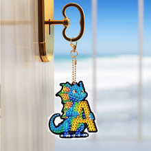Load image into Gallery viewer, Double Sided Full Drill Keyring Special Shape Diamond Painting Keychain Dinosaur
