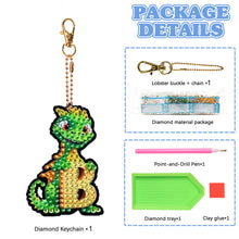 Load image into Gallery viewer, Double Sided Full Drill Keyring Special Shape Diamond Painting Keychain Dinosaur