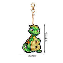 Load image into Gallery viewer, Double Sided Full Drill Keyring Special Shape Diamond Painting Keychain Dinosaur