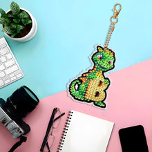 Load image into Gallery viewer, Double Sided Full Drill Keyring Special Shape Diamond Painting Keychain Dinosaur