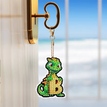 Load image into Gallery viewer, Double Sided Full Drill Keyring Special Shape Diamond Painting Keychain Dinosaur