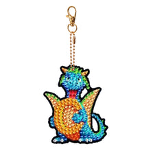 Load image into Gallery viewer, Double Sided Full Drill Keyring Special Shape Diamond Painting Keychain Dinosaur