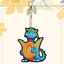 Load image into Gallery viewer, Double Sided Full Drill Keyring Special Shape Diamond Painting Keychain Dinosaur