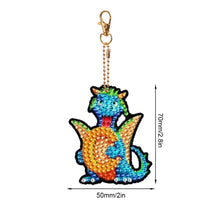 Load image into Gallery viewer, Double Sided Full Drill Keyring Special Shape Diamond Painting Keychain Dinosaur