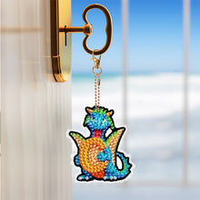 Load image into Gallery viewer, Double Sided Full Drill Keyring Special Shape Diamond Painting Keychain Dinosaur
