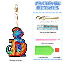 Load image into Gallery viewer, Double Sided Full Drill Keyring Special Shape Diamond Painting Keychain Dinosaur