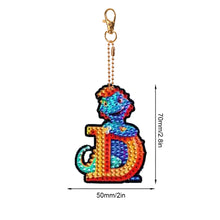 Load image into Gallery viewer, Double Sided Full Drill Keyring Special Shape Diamond Painting Keychain Dinosaur