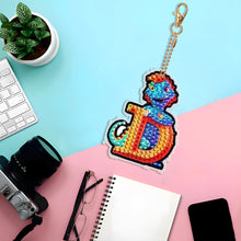 Load image into Gallery viewer, Double Sided Full Drill Keyring Special Shape Diamond Painting Keychain Dinosaur