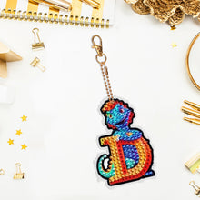 Load image into Gallery viewer, Double Sided Full Drill Keyring Special Shape Diamond Painting Keychain Dinosaur