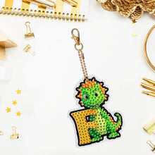 Load image into Gallery viewer, Double Sided Full Drill Keyring Special Shape Diamond Painting Keychain Dinosaur