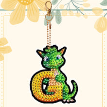 Load image into Gallery viewer, Double Sided Full Drill Keyring Special Shape Diamond Painting Keychain Dinosaur