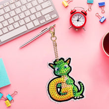 Load image into Gallery viewer, Double Sided Full Drill Keyring Special Shape Diamond Painting Keychain Dinosaur