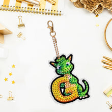 Load image into Gallery viewer, Double Sided Full Drill Keyring Special Shape Diamond Painting Keychain Dinosaur