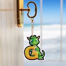 Load image into Gallery viewer, Double Sided Full Drill Keyring Special Shape Diamond Painting Keychain Dinosaur