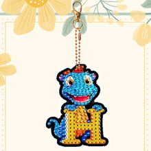Load image into Gallery viewer, Double Sided Full Drill Keyring Special Shape Diamond Painting Keychain Dinosaur