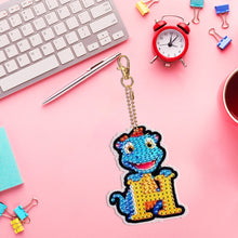 Load image into Gallery viewer, Double Sided Full Drill Keyring Special Shape Diamond Painting Keychain Dinosaur