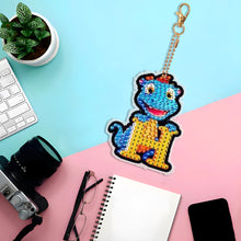 Load image into Gallery viewer, Double Sided Full Drill Keyring Special Shape Diamond Painting Keychain Dinosaur