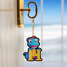 Load image into Gallery viewer, Double Sided Full Drill Keyring Special Shape Diamond Painting Keychain Dinosaur