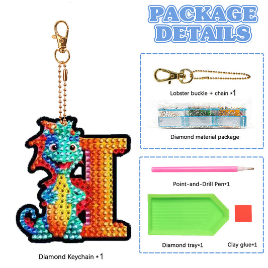 Double Sided Full Drill Keyring Special Shape Diamond Painting Keychain Dinosaur