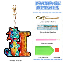 Load image into Gallery viewer, Double Sided Full Drill Keyring Special Shape Diamond Painting Keychain Dinosaur