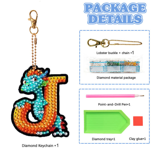 Double Sided Full Drill Keyring Special Shape Diamond Painting Keychain Dinosaur