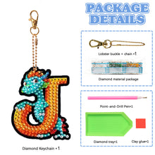 Load image into Gallery viewer, Double Sided Full Drill Keyring Special Shape Diamond Painting Keychain Dinosaur