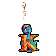 Load image into Gallery viewer, Double Sided Full Drill Keyring Special Shape Diamond Painting Keychain Dinosaur