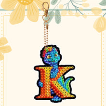 Load image into Gallery viewer, Double Sided Full Drill Keyring Special Shape Diamond Painting Keychain Dinosaur