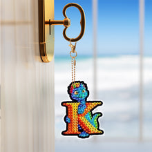 Load image into Gallery viewer, Double Sided Full Drill Keyring Special Shape Diamond Painting Keychain Dinosaur