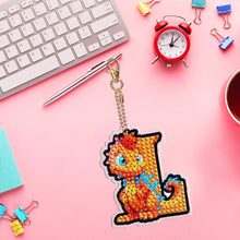 Load image into Gallery viewer, Double Sided Full Drill Keyring Special Shape Diamond Painting Keychain Dinosaur