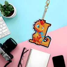 Load image into Gallery viewer, Double Sided Full Drill Keyring Special Shape Diamond Painting Keychain Dinosaur