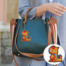 Load image into Gallery viewer, Double Sided Full Drill Keyring Special Shape Diamond Painting Keychain Dinosaur