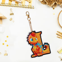 Load image into Gallery viewer, Double Sided Full Drill Keyring Special Shape Diamond Painting Keychain Dinosaur