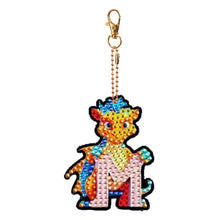 Load image into Gallery viewer, Double Sided Full Drill Keyring Special Shape Diamond Painting Keychain Dinosaur