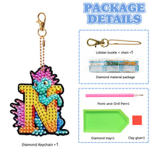 Load image into Gallery viewer, Double Sided Full Drill Keyring Special Shape Diamond Painting Keychain Dinosaur