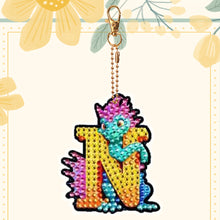 Load image into Gallery viewer, Double Sided Full Drill Keyring Special Shape Diamond Painting Keychain Dinosaur