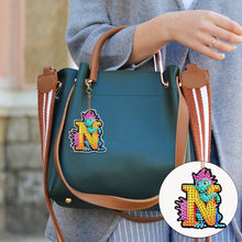 Load image into Gallery viewer, Double Sided Full Drill Keyring Special Shape Diamond Painting Keychain Dinosaur