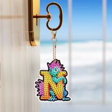 Load image into Gallery viewer, Double Sided Full Drill Keyring Special Shape Diamond Painting Keychain Dinosaur