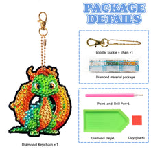 Load image into Gallery viewer, Double Sided Full Drill Keyring Special Shape Diamond Painting Keychain Dinosaur