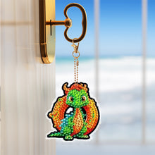 Load image into Gallery viewer, Double Sided Full Drill Keyring Special Shape Diamond Painting Keychain Dinosaur