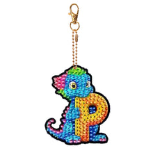 Load image into Gallery viewer, Double Sided Full Drill Keyring Special Shape Diamond Painting Keychain Dinosaur