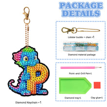 Load image into Gallery viewer, Double Sided Full Drill Keyring Special Shape Diamond Painting Keychain Dinosaur
