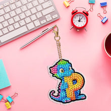 Load image into Gallery viewer, Double Sided Full Drill Keyring Special Shape Diamond Painting Keychain Dinosaur