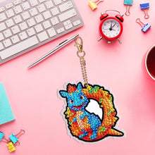 Load image into Gallery viewer, Double Sided Full Drill Keyring Special Shape Diamond Painting Keychain Dinosaur
