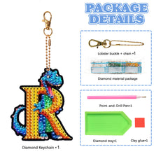 Load image into Gallery viewer, Double Sided Full Drill Keyring Special Shape Diamond Painting Keychain Dinosaur