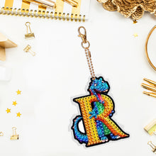 Load image into Gallery viewer, Double Sided Full Drill Keyring Special Shape Diamond Painting Keychain Dinosaur