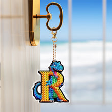 Load image into Gallery viewer, Double Sided Full Drill Keyring Special Shape Diamond Painting Keychain Dinosaur